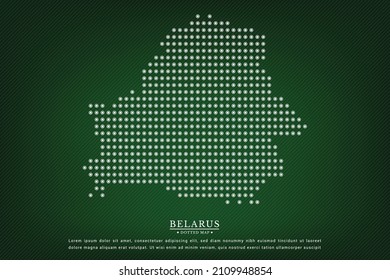 Dot map of Belarus formed with white dots. Vector white abstraction of map of Belarus. Connect the dots educational geographic drawing for map of Belarus