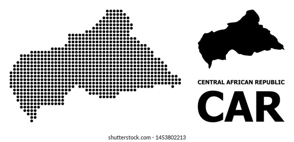 Dot map of Central African Republic composition and solid illustration. Vector map of Central African Republic composition of spheric elements on a white background.
