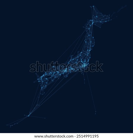 A dot map of the entire Japanese archipelago, representing a digital network.