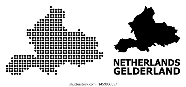 Dot map of Gelderland Province composition and solid illustration. Vector map of Gelderland Province composition of round points on a white background.