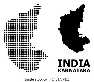 Dot map of Karnataka State composition and solid illustration. Vector map of Karnataka State composition of sphere elements on a white background.