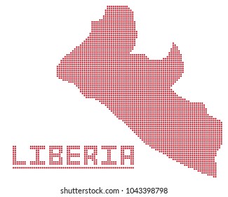 A dot map of Liberia isolated on a white background