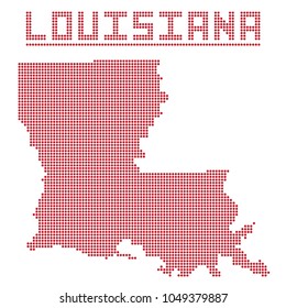 A dot map of Louisiana state isolated on a white background