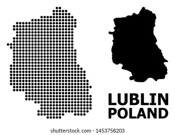 Dot map of Lublin Province composition and solid illustration. Vector map of Lublin Province composition of round elements on a white background.