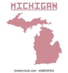 A dot map of Michigan state isolated on a white background