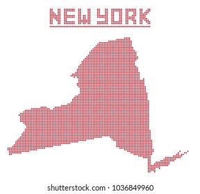 A dot map of New York state isolated on a white background