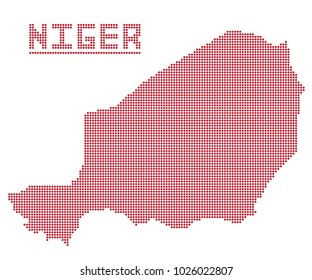 A dot map of Niger isolated on a white background