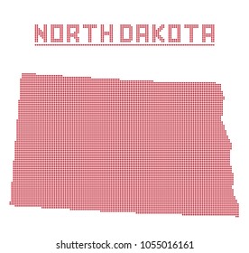 A dot map of north dakota state isolated on a white background