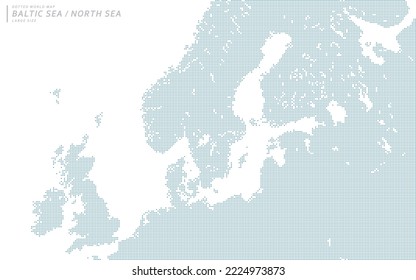 A dot map of northern Europe centered on the Baltic Sea and North Sea.