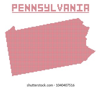 A dot map of Pennsylvania state isolated on a white background