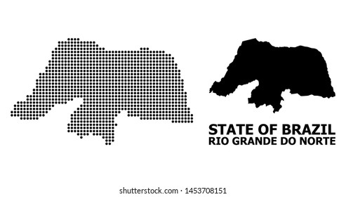 Dot map of Rio Grande do Norte State composition and solid illustration. Vector map of Rio Grande do Norte State composition of spheric elements on a white background.