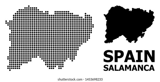 Dot map of Salamanca Province composition and solid illustration. Vector map of Salamanca Province composition of circle items on a white background.