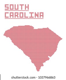A dot map of South Carolina state isolated on a white background