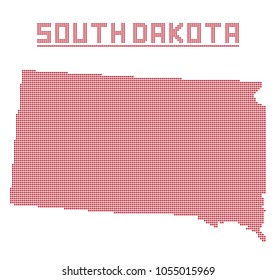 A dot map of south dakota state isolated on a white background