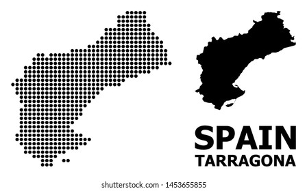 Dot map of Tarragona Province composition and solid illustration. Vector map of Tarragona Province composition of circle points on a white background.