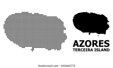 Dot map of Terceira Island composition and solid illustration. Vector map of Terceira Island composition of sphere points on a white background.