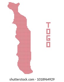 A dot map of Togo isolated on a white background