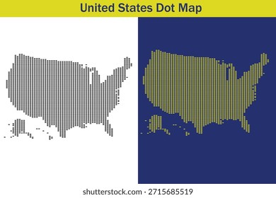 Mapa de puntos de los Estados Unidos con puntos amarillos sobre un fondo azul aislado sobre un fondo transparente