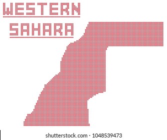 A dot map of western sahara isolated on a white background