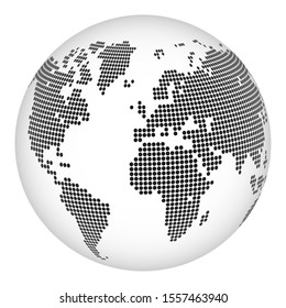 Dot map of the world in the form of a globe. Vector illustration.