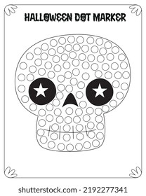 Marcador De Punto Páginas De Colores De Halloween Para Niños. Marcador de puntos para niños. Páginas de Colores de Halloween. Marcador de puntos de Halloween para niños