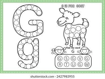 Dot Markers Alphabet Coloring and Activities pages for  for toddlers and Preschoolers
