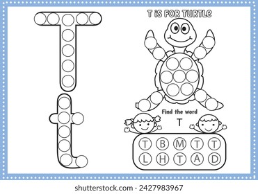 Dot Markers Alphabet Färbung und Aktivitäten Seiten für Kleinkinder und Vorschulkinder
