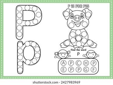 Dot Markers Alphabet Coloring and Activities pages for  for toddlers and Preschoolers