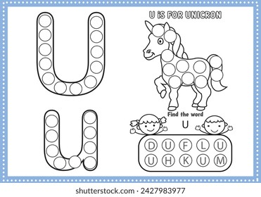 Dot Markers Alphabet Coloring and Activities pages for  for toddlers and Preschoolers
