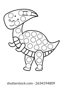 Dot markers pages with animal, vector outline illustration.