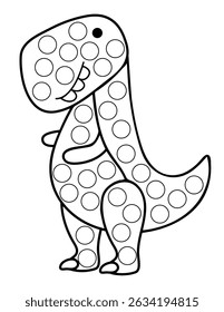 Dot markers pages with animal, vector outline illustration.