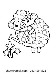 Dot markers pages with animal, vector outline illustration.
