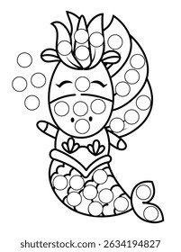 Dot markers pages with animal, vector outline illustration.