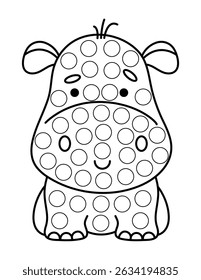 Dot markers pages with animal, vector outline illustration.