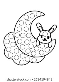 Páginas de marcadores de ponto com animal, ilustração de contorno de vetor.