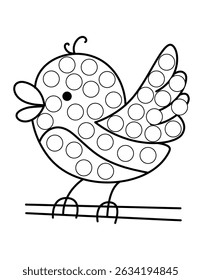 Dot markers pages with animal, vector outline illustration.