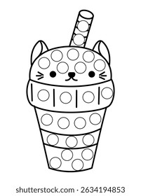 Dot markers pages with animal, vector outline illustration.