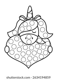 Dot markers pages with animal, vector outline illustration.