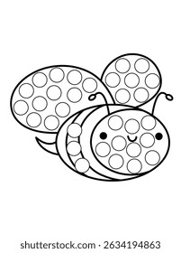 Dot markers pages with animal, vector outline illustration.