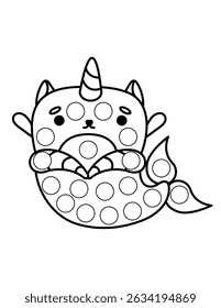 Dot markers pages with animal, vector outline illustration.