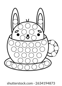 Dot markers pages with animal, vector outline illustration.