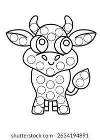 Dot markers pages with animal, vector outline illustration.