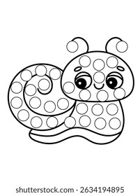 Dot markers pages with animal, vector outline illustration.