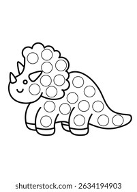 Dot markers pages with animal, vector outline illustration.