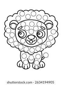 Dot markers pages with animal, vector outline illustration.