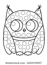 Dot markers pages with animal, vector outline illustration.