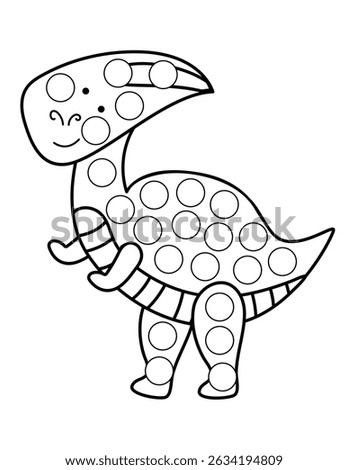 Dot markers pages with animal, vector outline illustration.