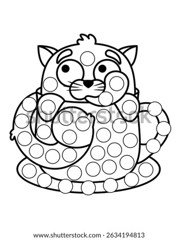 Dot markers pages with animal, vector outline illustration.