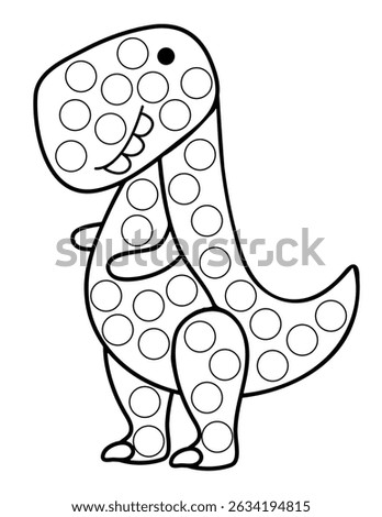 Dot markers pages with animal, vector outline illustration.
