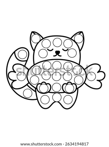 Dot markers pages with animal, vector outline illustration.